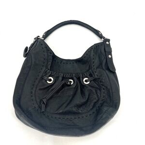 Vtg B Makowsky Hobo Shoulder Bag Y2K 90s Handbag Leather Black 2000s